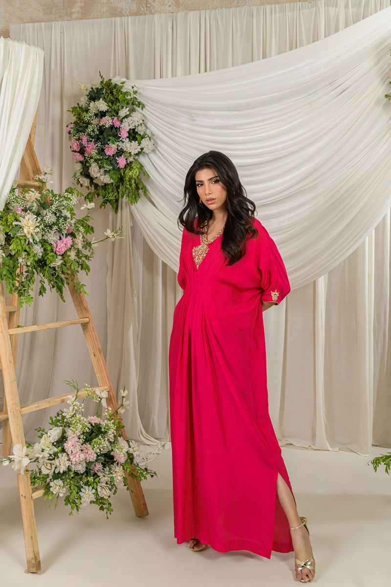 Alishba Kashif - GULNAR - Fuschia  - Korean Rawsilk - 1 Piece