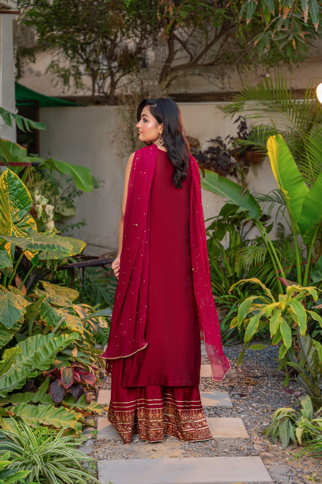 Alishba Kashif - Rouge Silk Suit For Women - Red - 2 Piece