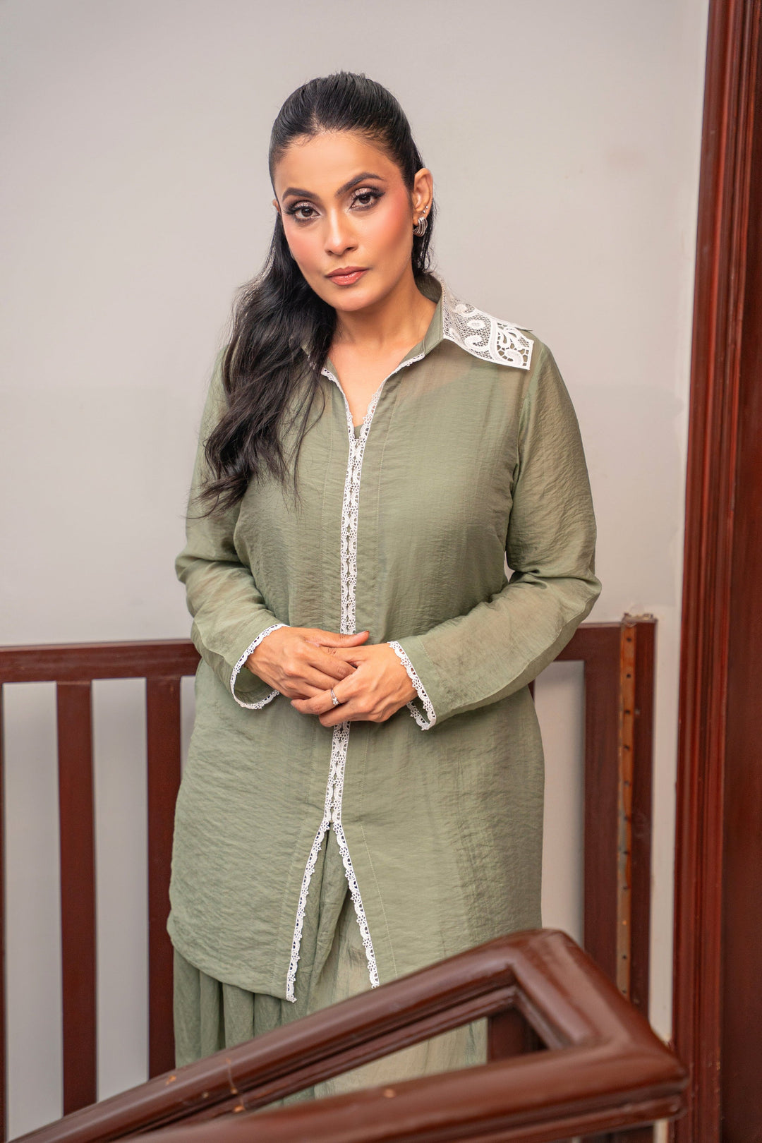 Alishba Kashif - Sage Reverie Viscose Suit For Women - Green - 2 Piece
