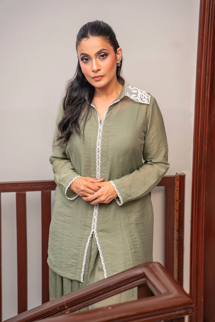 Alishba Kashif - Sage Reverie Viscose Suit For Women - Green - 2 Piece