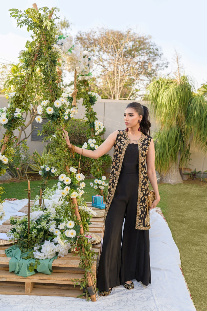 Alishba Kashif - ZARMINA - Black - R.Silk - 4 Piece