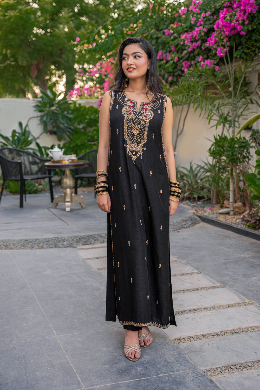 Alishba Kashif - Zarnoor Silk Suit For Women - Black - 2 Piece