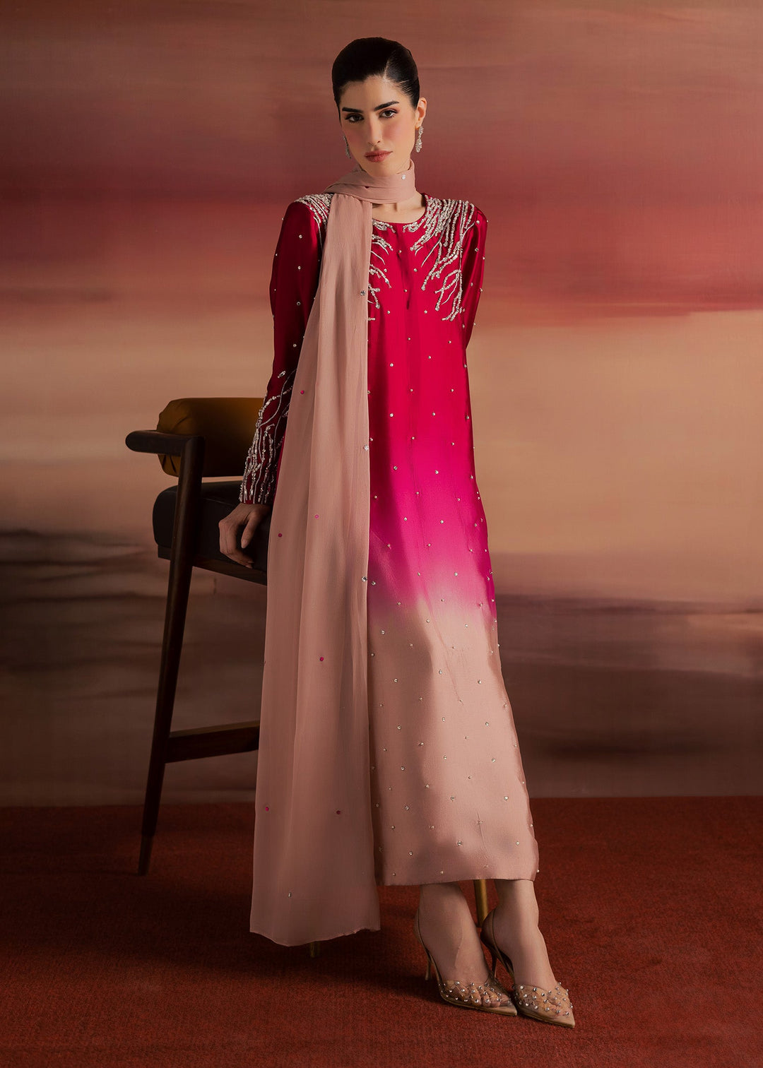 Allure By Ih - Balance Tussel Silk Suit For Women - Ombre - 3 Piece