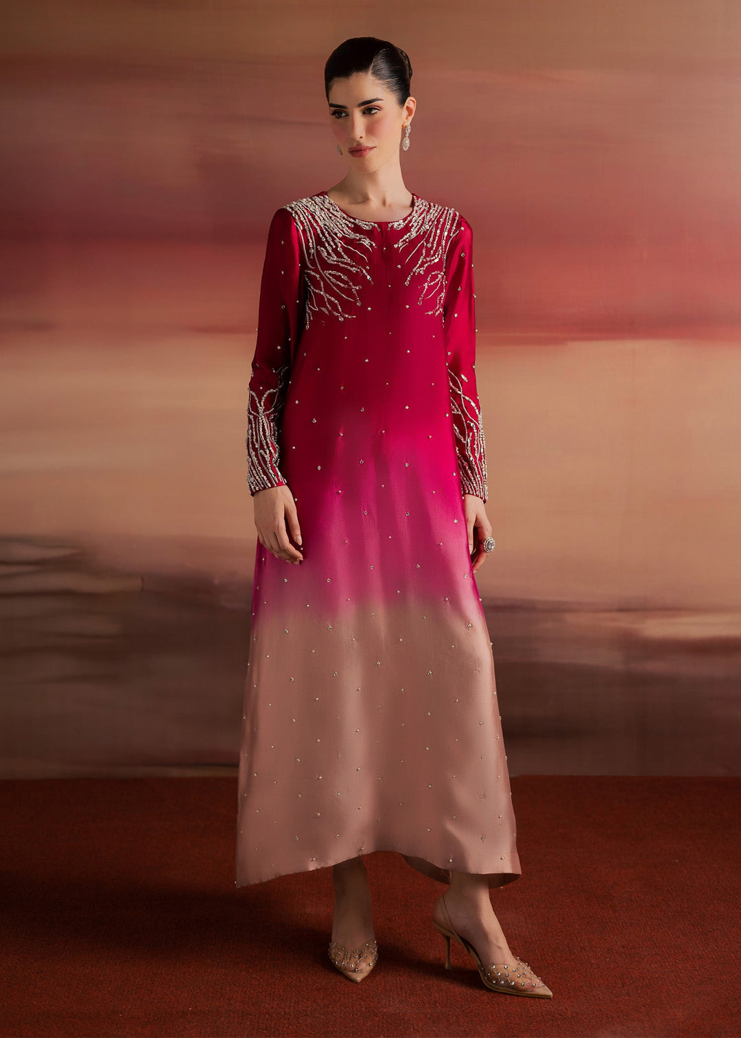 Allure By Ih - Balance Tussel Silk Suit For Women - Ombre - 3 Piece