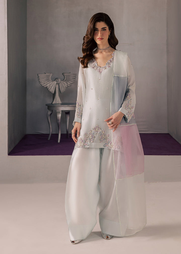 Allure By Ih - Core Tussel Silk Suit For Women - Powder Blue - 3 Piece