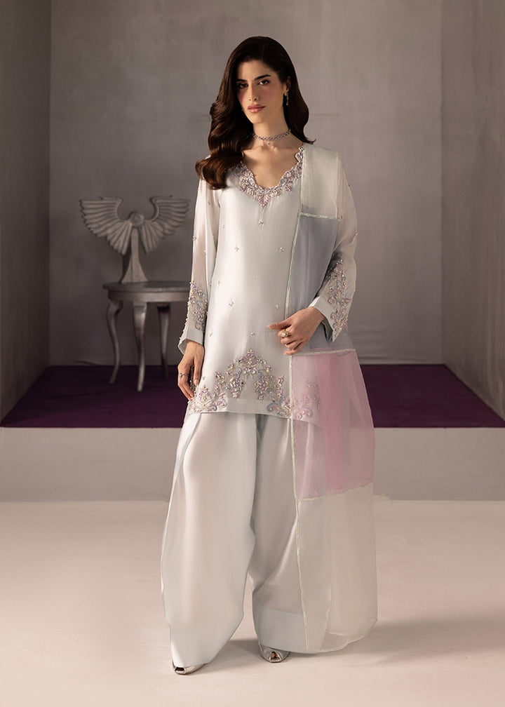 Allure By Ih - Core Tussel Silk Suit For Women - Powder Blue - 3 Piece