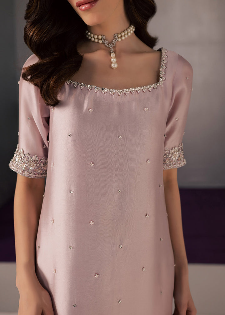 Allure By Ih - Curve Tussel Silk Suit For Women - Powder Pink - 3 Piece