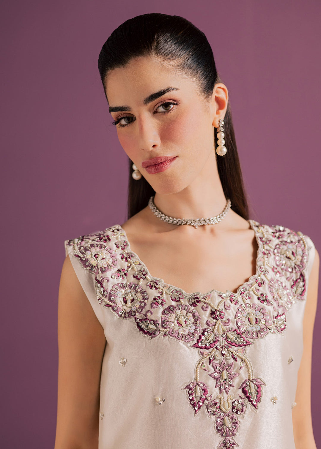 Allure By Ih - Echo Tussel Silk Suit For Women - White - 3 Piece