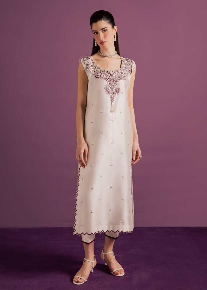 Allure By Ih - Echo Tussel Silk Suit For Women - White - 3 Piece