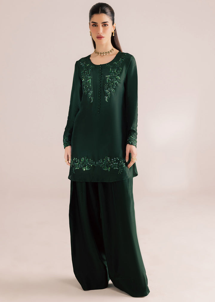 Allure By Ih - Forest Tussel Silk Suit For Women - Forest Green - 3 Piece