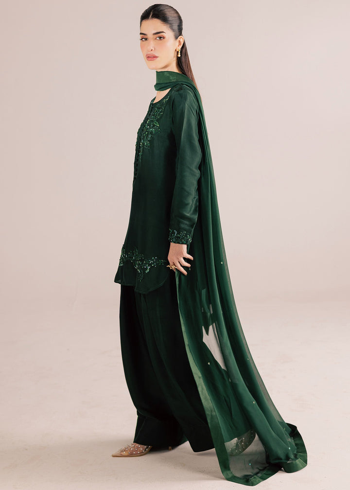 Allure By Ih - Forest Tussel Silk Suit For Women - Forest Green - 3 Piece