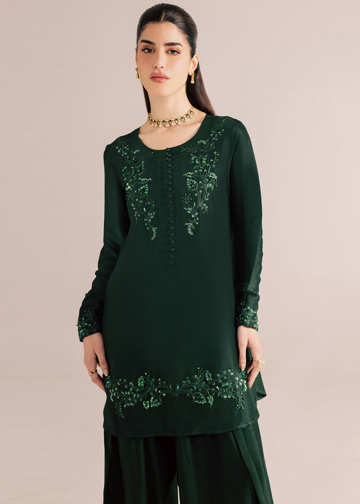Allure By Ih - Forest Tussel Silk Suit For Women - Forest Green - 3 Piece