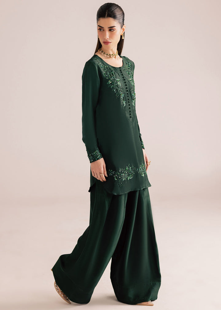 Allure By Ih - Forest Tussel Silk Suit For Women - Forest Green - 3 Piece