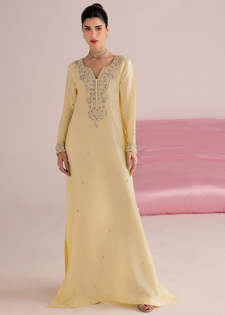 Allure By Ih - Lemonade Tussel Silk Suit For Women - Butter Yellow - 3 Piece