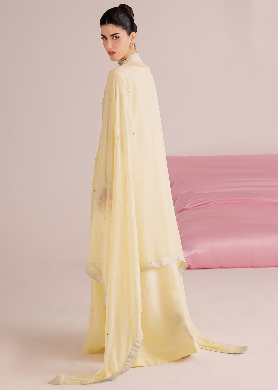 Allure By Ih - Lemonade Tussel Silk Suit For Women - Butter Yellow - 3 Piece