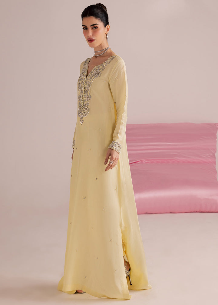 Allure By Ih - Lemonade Tussel Silk Suit For Women - Butter Yellow - 3 Piece