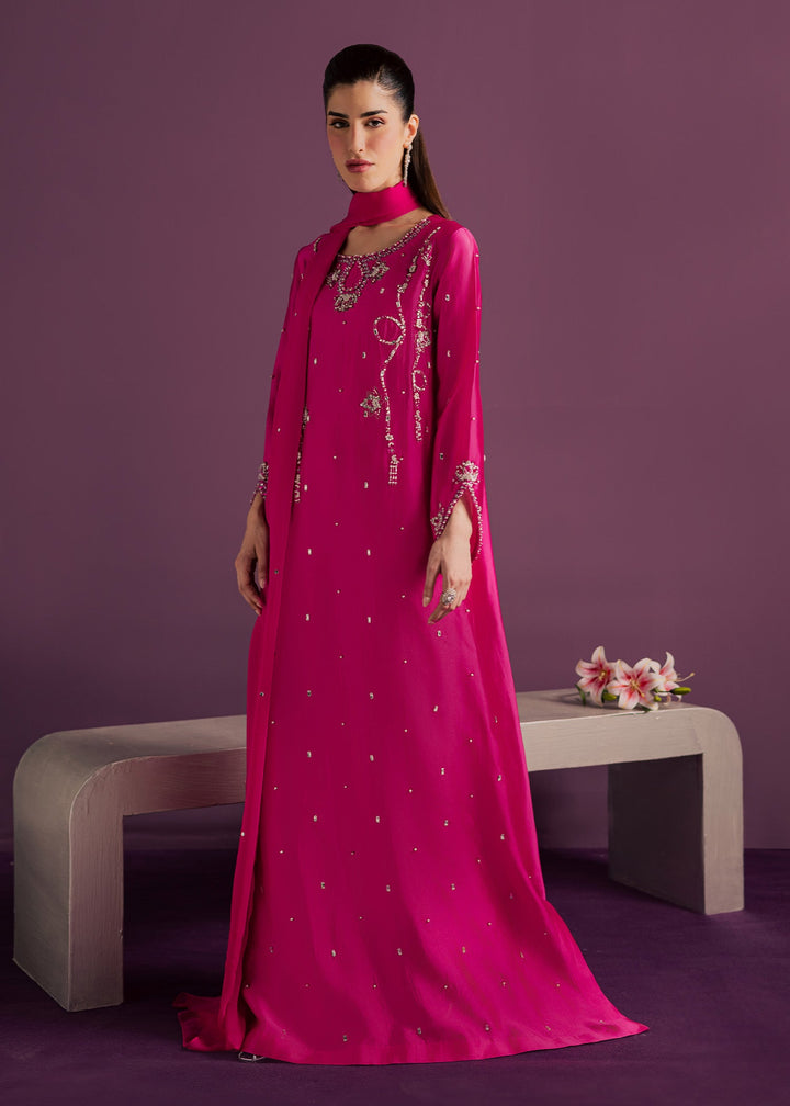 Allure By Ih - Orbit Tussel Silk Suit For Women - Hot Pink - 3 Piece
