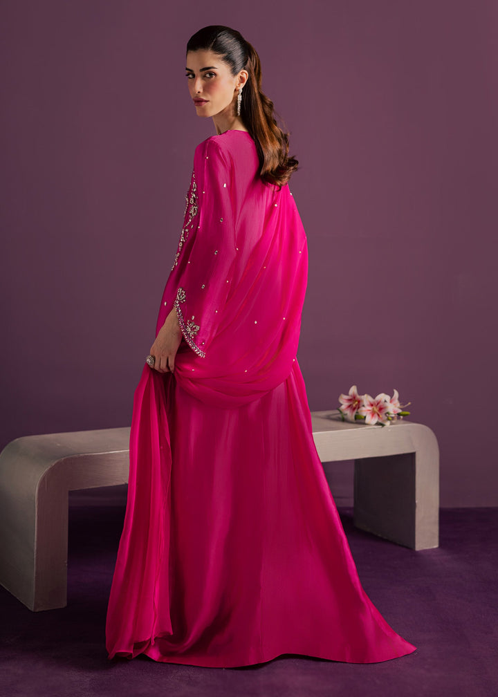 Allure By Ih - Orbit Tussel Silk Suit For Women - Hot Pink - 3 Piece