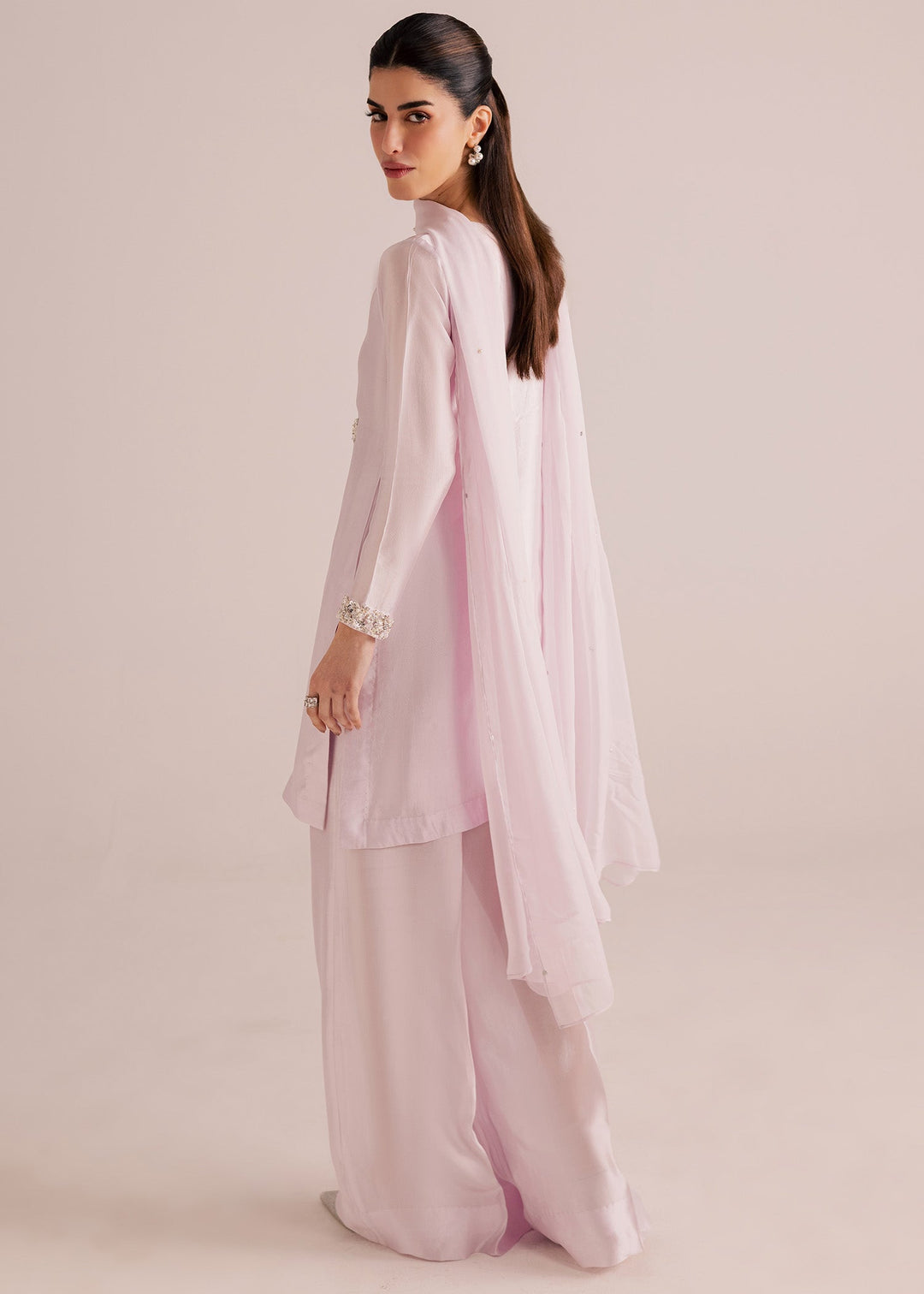 Allure By Ih - Silver Tussel Silk Suit For Women - Silver - 3 Piece