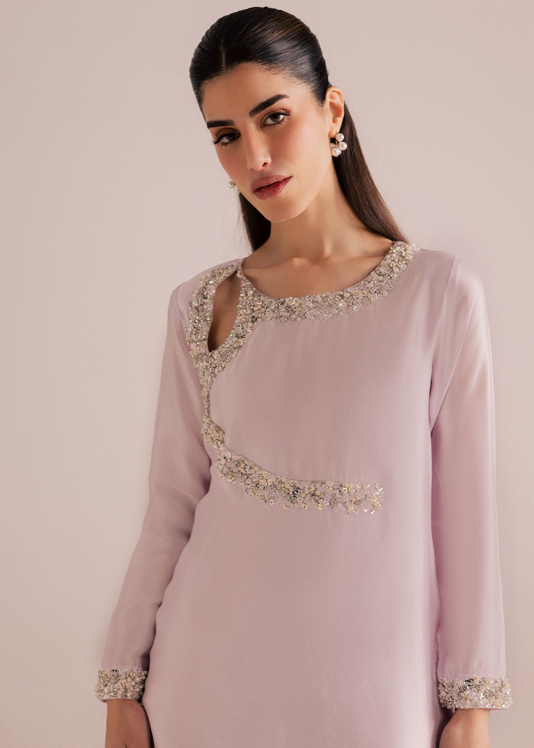 Allure By Ih - Silver Tussel Silk Suit For Women - Silver - 3 Piece