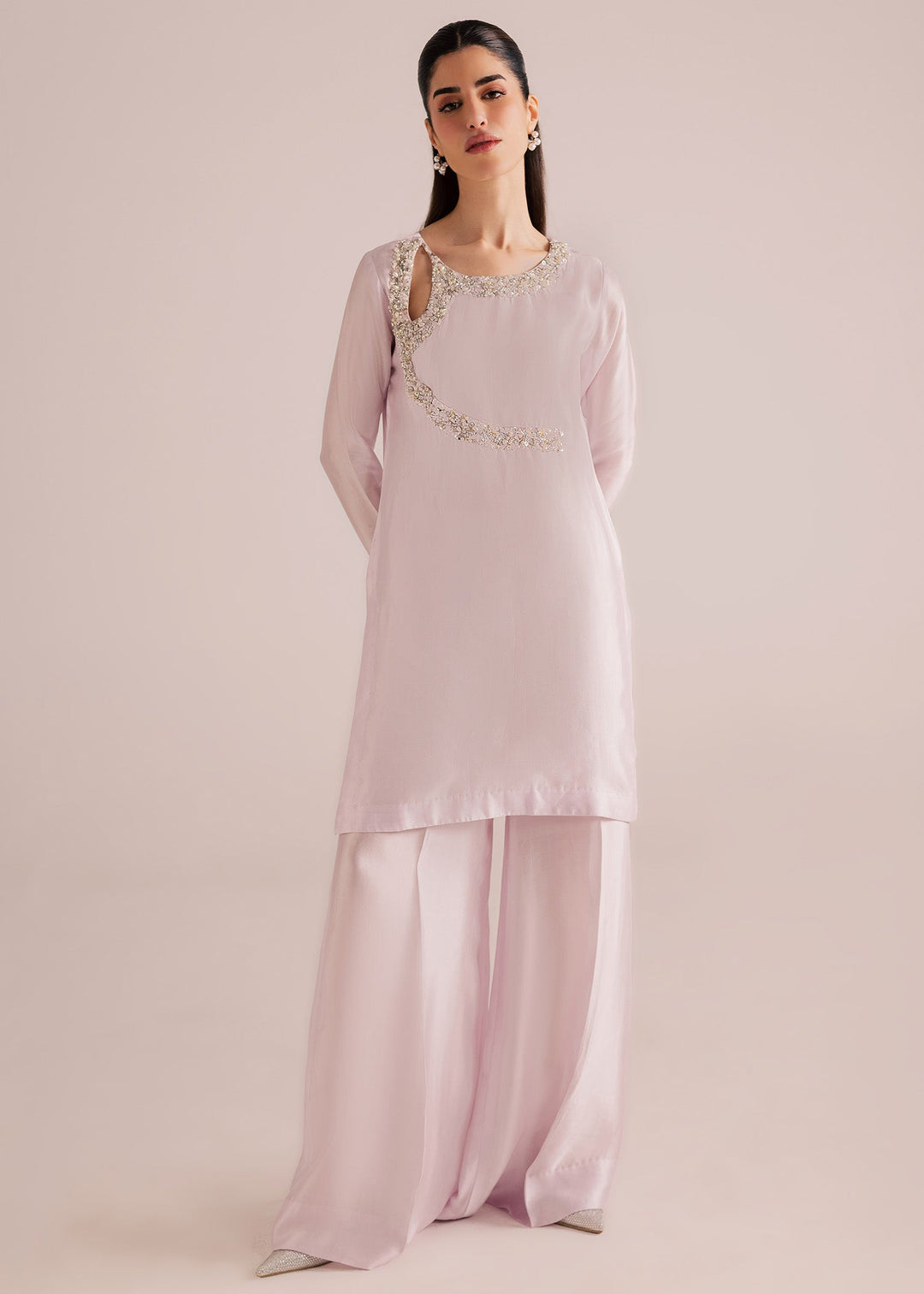 Allure By Ih - Silver Tussel Silk Suit For Women - Silver - 3 Piece