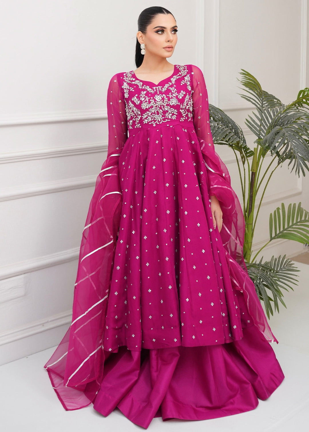 Allure By Ih - Very Berry Jacquard Lehenga For Women - Plum - 3 Piece