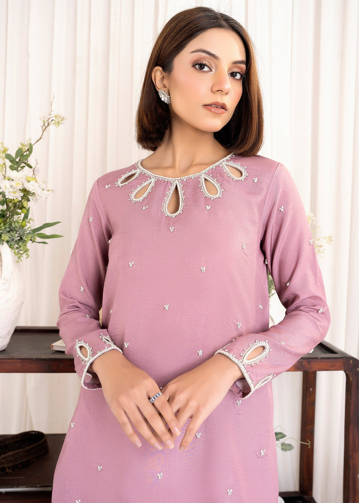 Allure by IH - AIDA Katan Silk Suit For Women - Mauve - 3 Piece