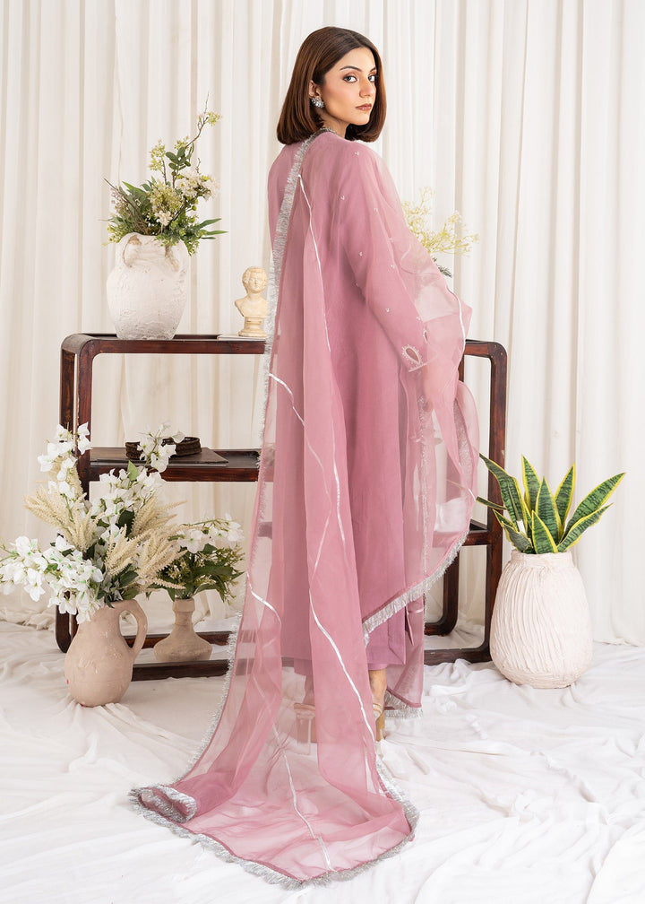 Allure by IH - AIDA Katan Silk Suit For Women - Mauve - 3 Piece