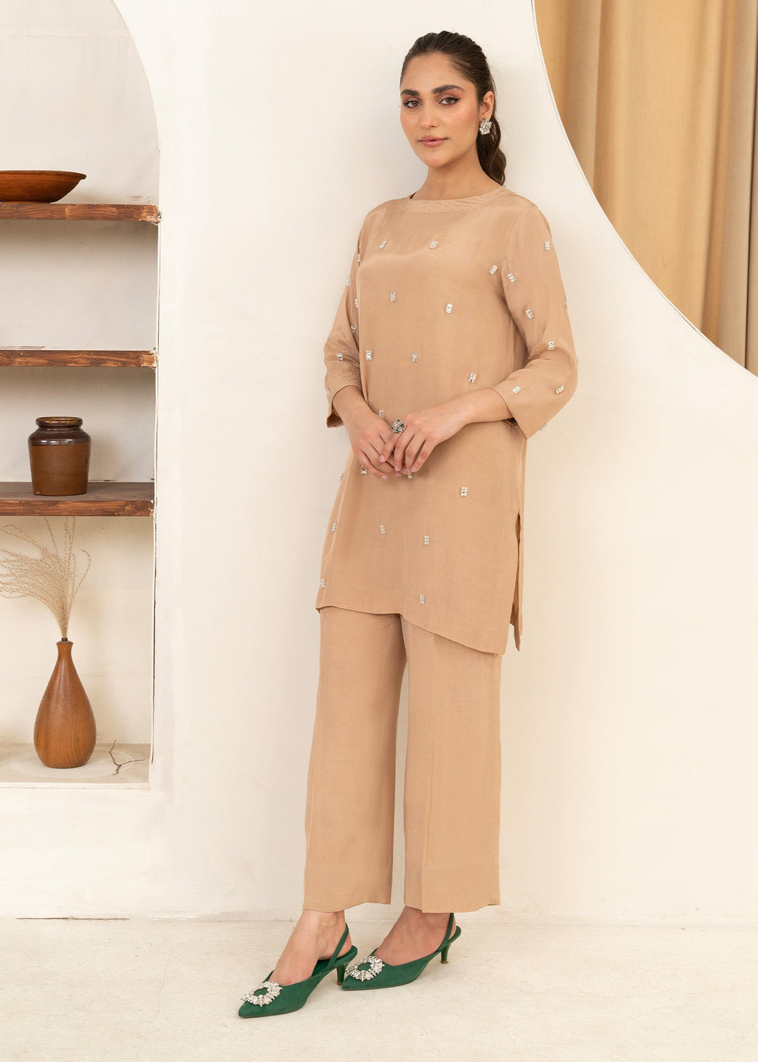 Allure by IH - AMSHA Thai Silk Suit For Women - Nude - 2 Piece