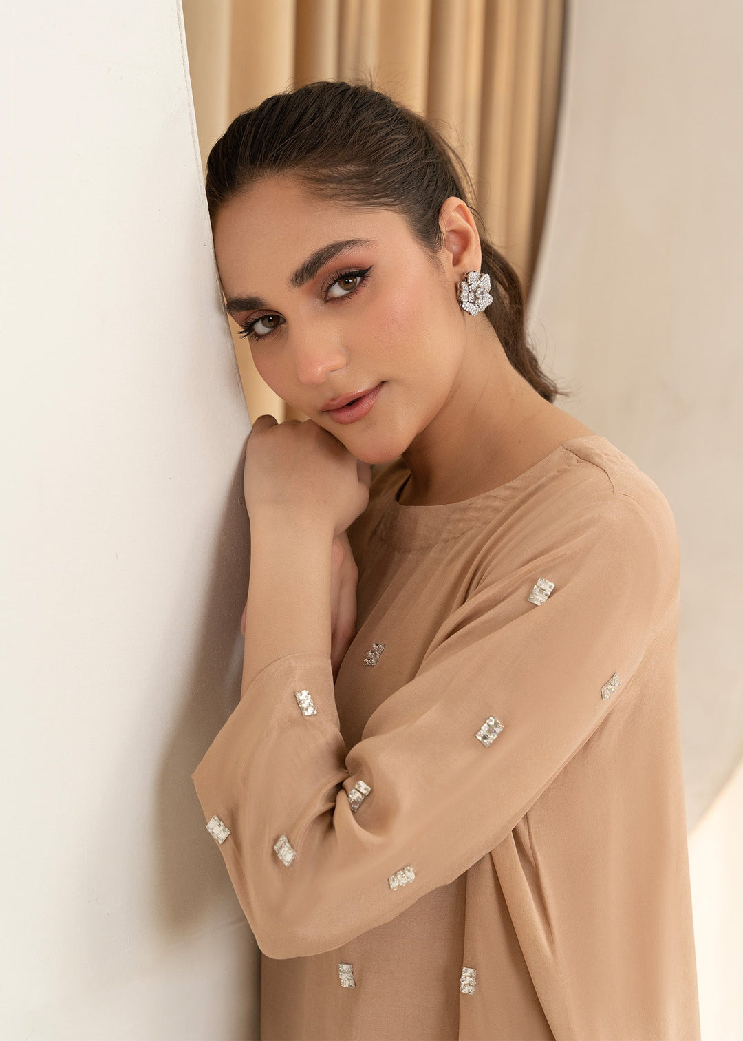 Allure by IH - AMSHA Thai Silk Suit For Women - Nude - 2 Piece