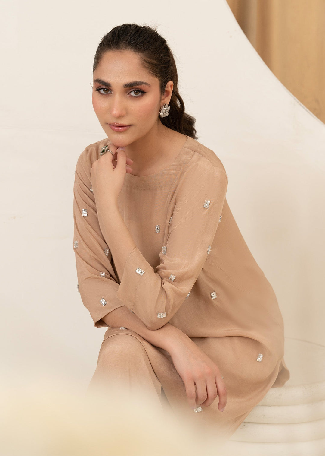 Allure by IH - AMSHA Thai Silk Suit For Women - Nude - 2 Piece