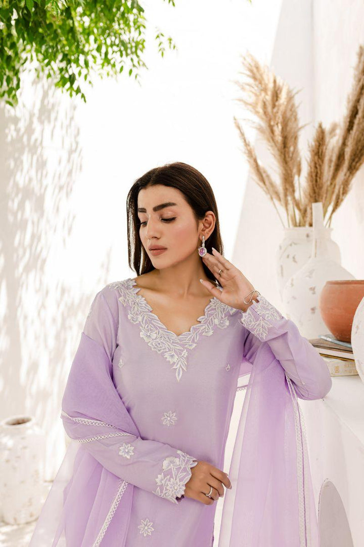 Allure by IH - ANASIA Silk & Organza Suit For Women - Lilac - 3 Piece