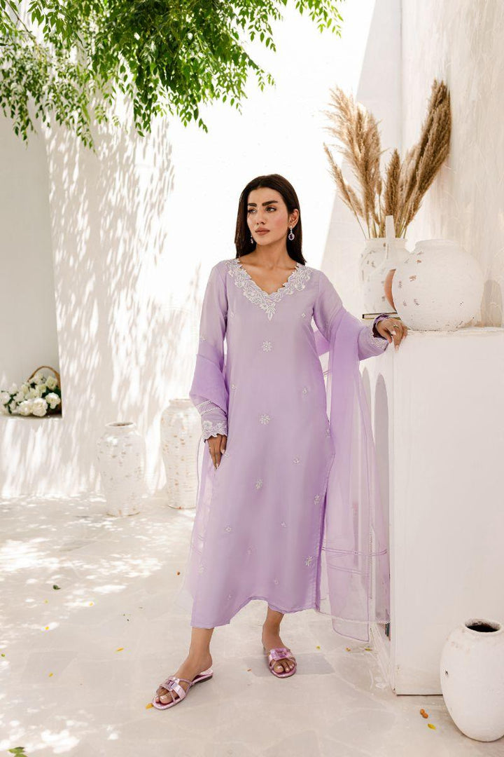 Allure by IH - ANASIA Silk & Organza Suit For Women - Lilac - 3 Piece