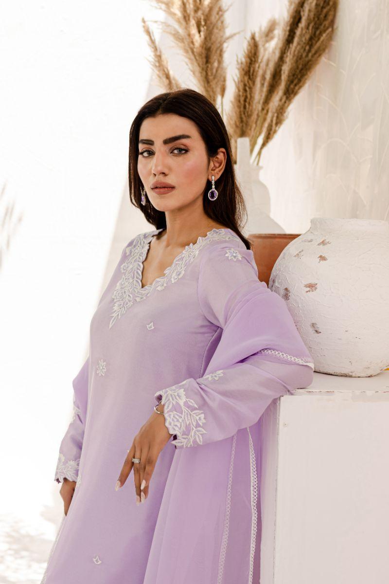 Allure by IH - ANASIA Silk & Organza Suit For Women - Lilac - 3 Piece