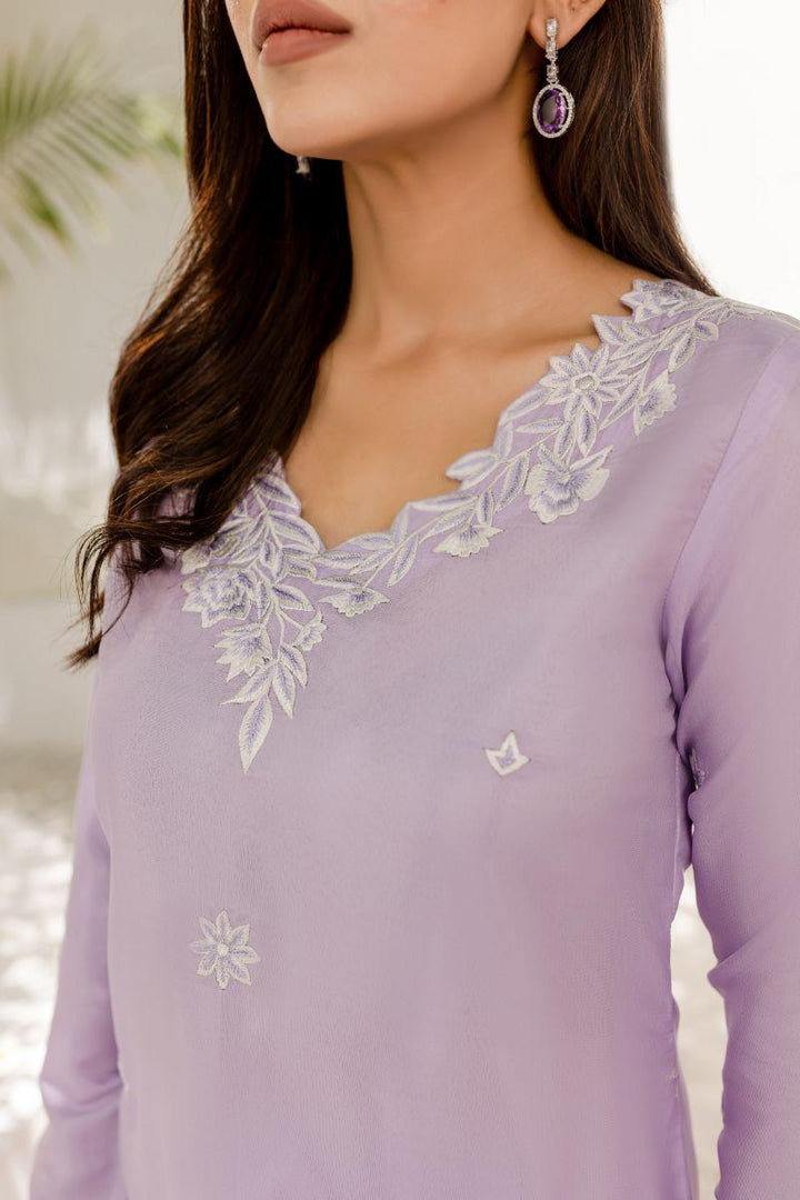 Allure by IH - ANASIA Silk & Organza Suit For Women - Lilac - 3 Piece