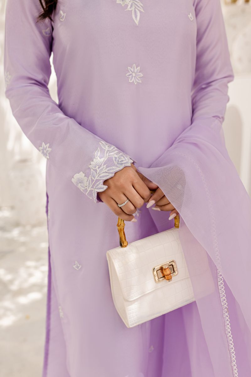 Allure by IH - ANASIA Silk & Organza Suit For Women - Lilac - 3 Piece