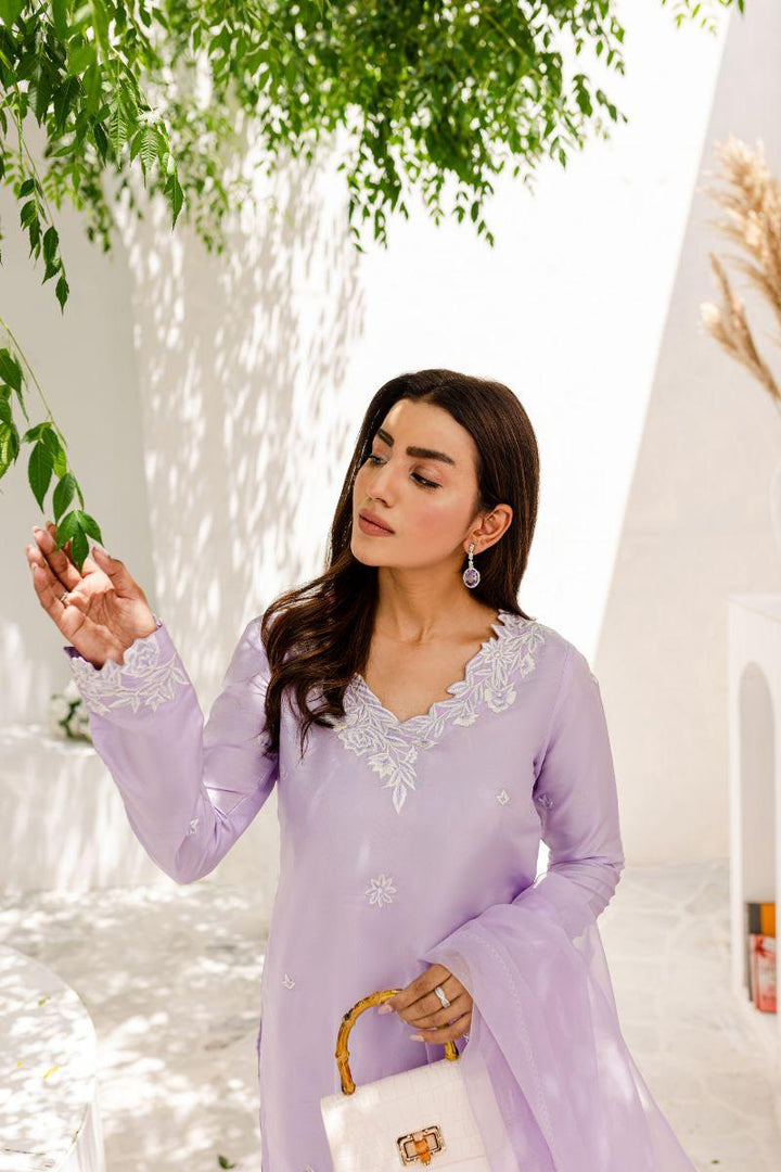 Allure by IH - ANASIA Silk & Organza Suit For Women - Lilac - 3 Piece
