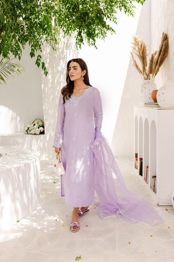 Allure by IH - ANASIA Silk & Organza Suit For Women - Lilac - 3 Piece