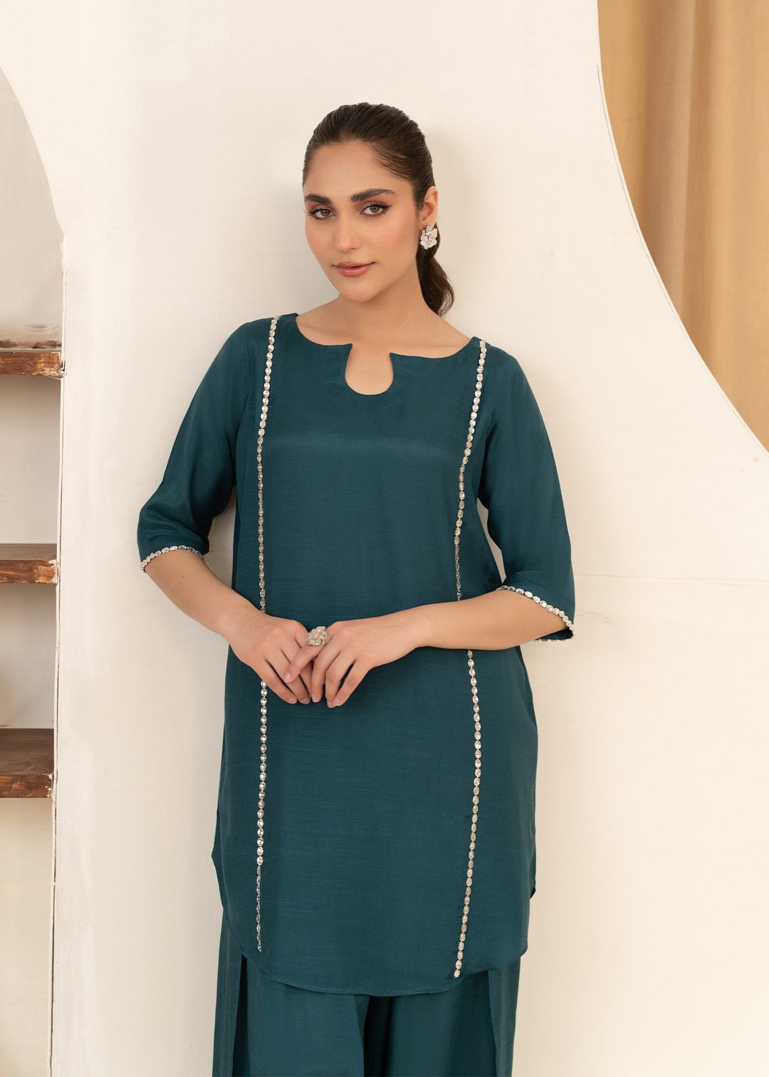 Allure by IH - AYZAL Thai Silk Suit For Women - Teal - 2 Piece
