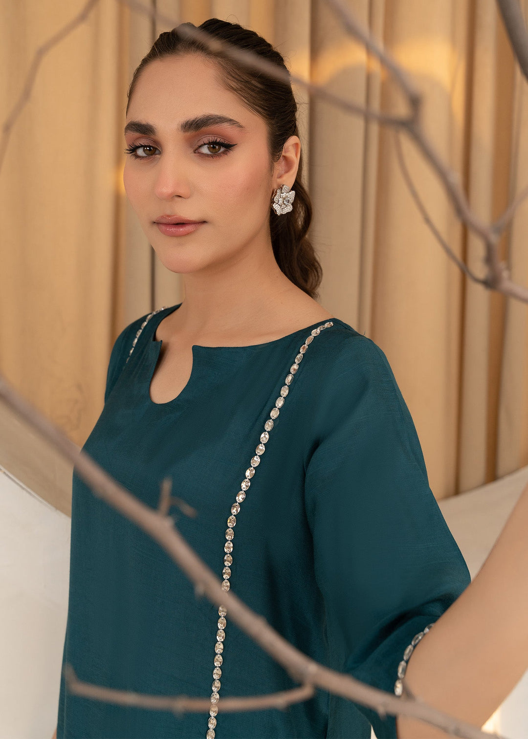 Allure by IH - AYZAL Thai Silk Suit For Women - Teal - 2 Piece