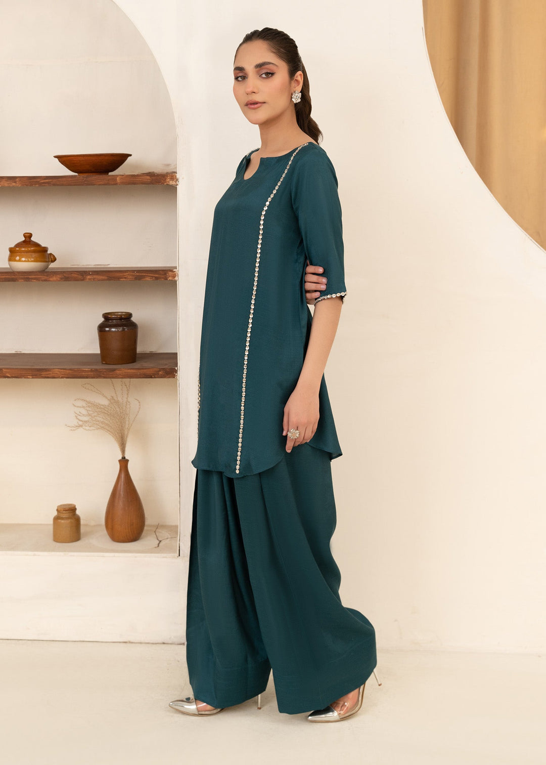 Allure by IH - AYZAL Thai Silk Suit For Women - Teal - 2 Piece