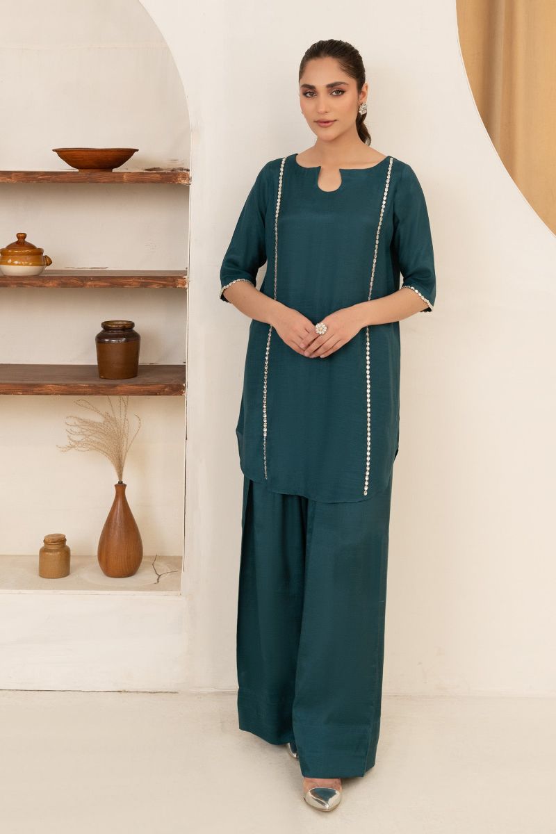 Allure by IH - AYZAL Thai Silk Suit For Women - Teal - 2 Piece