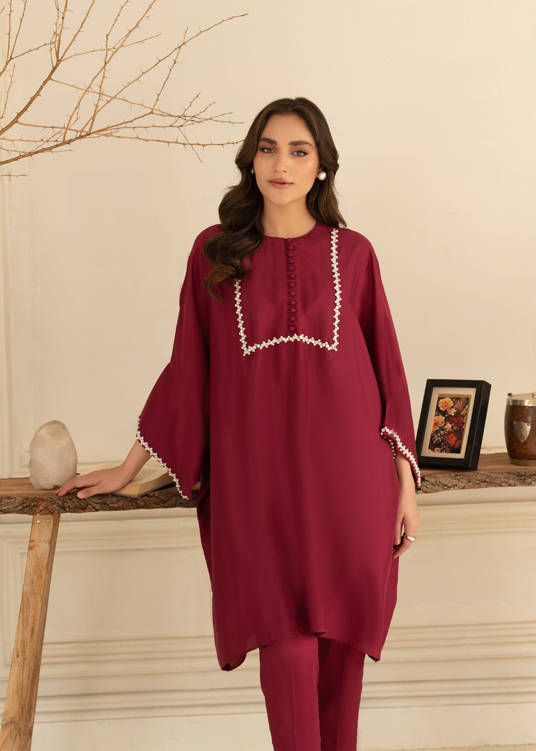 Allure by IH - AZME Thai Silk Suit For Women - Maroon - 2 Piece