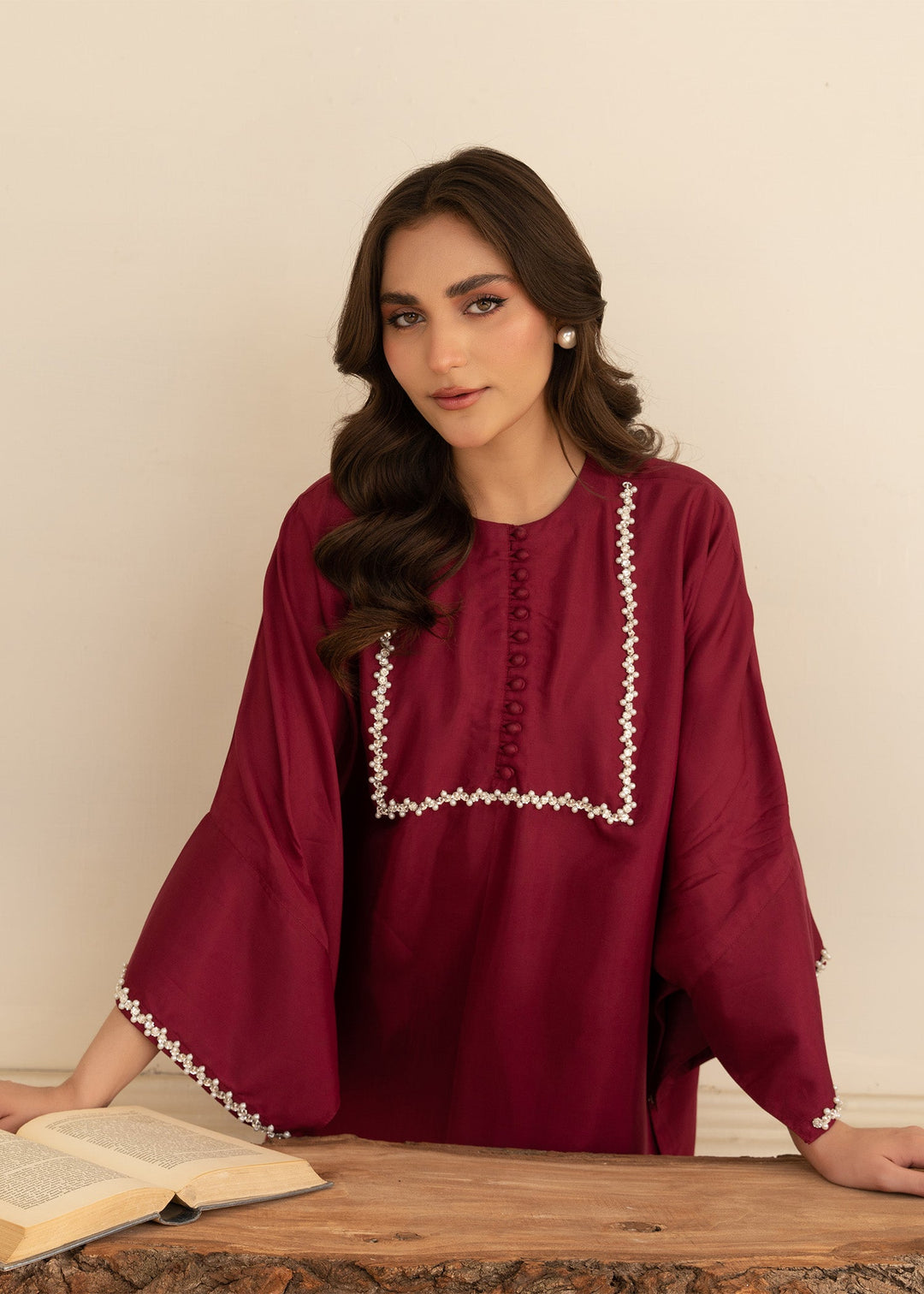 Allure by IH - AZME Thai Silk Suit For Women - Maroon - 2 Piece