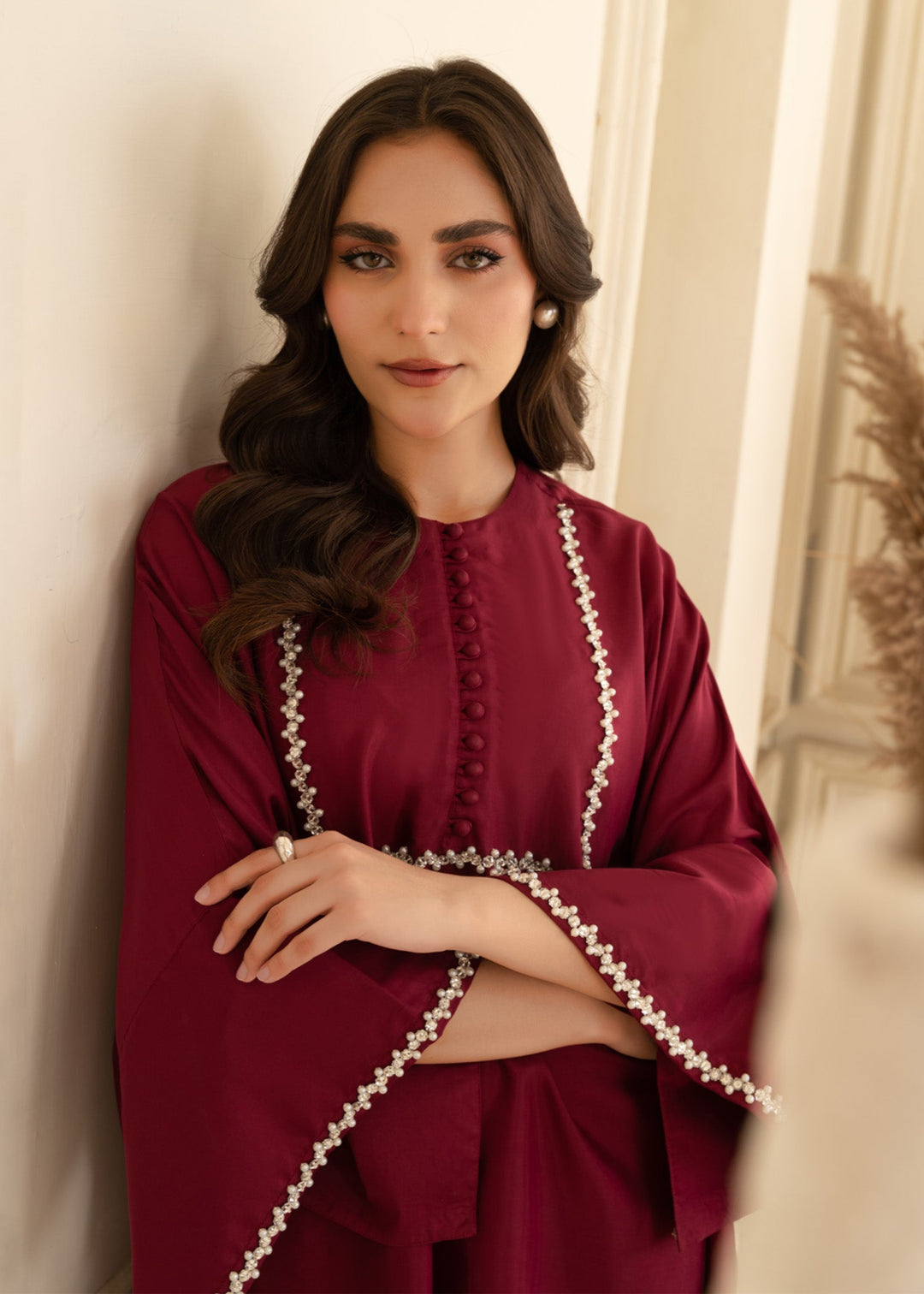 Allure by IH - AZME Thai Silk Suit For Women - Maroon - 2 Piece