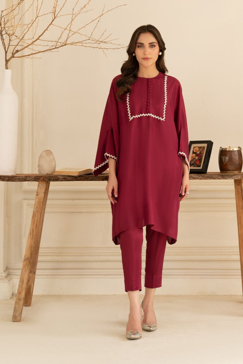 Allure by IH - AZME Thai Silk Suit For Women - Maroon - 2 Piece