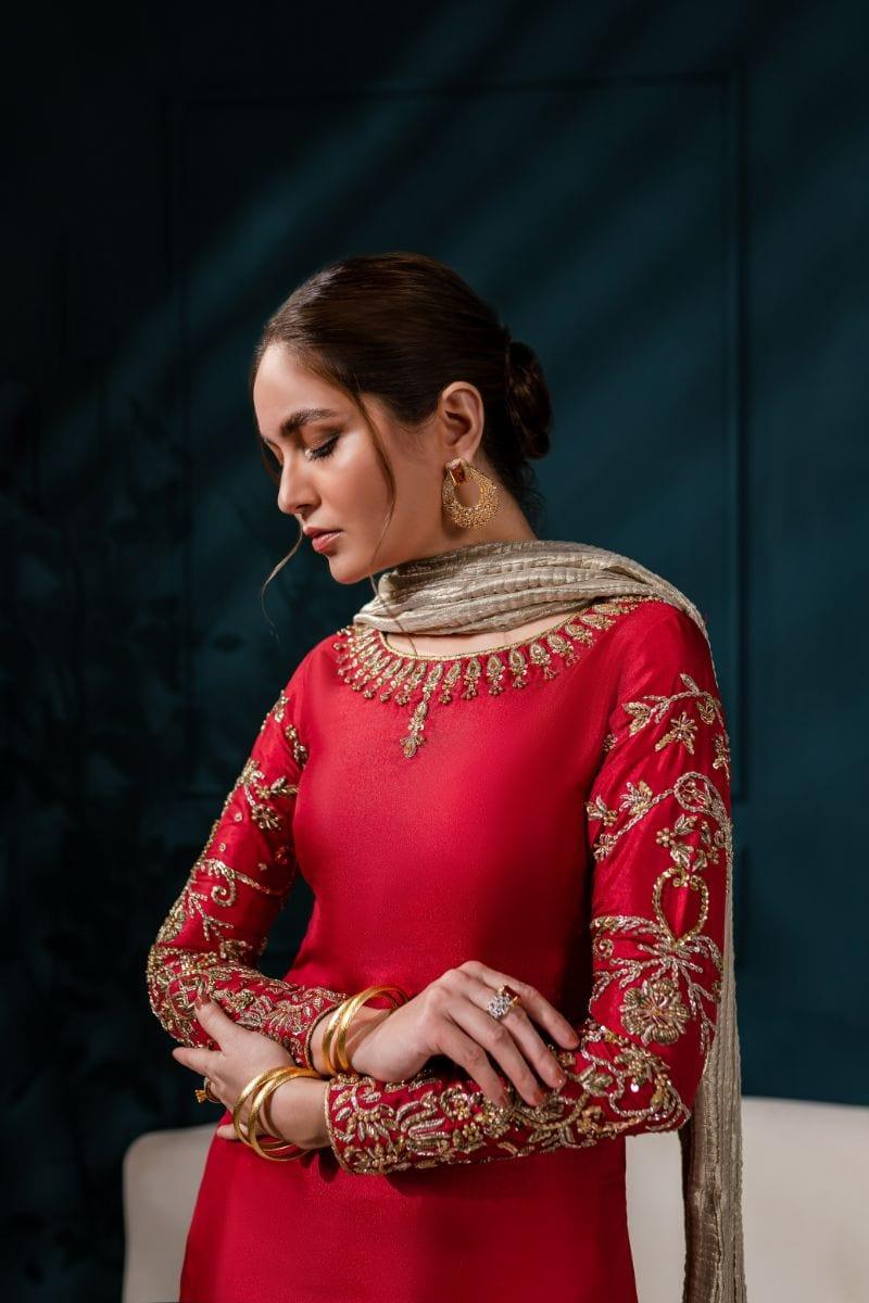 Allure by IH - EMMA Katan Silk Suit For Women - MAROON - 3 Piece