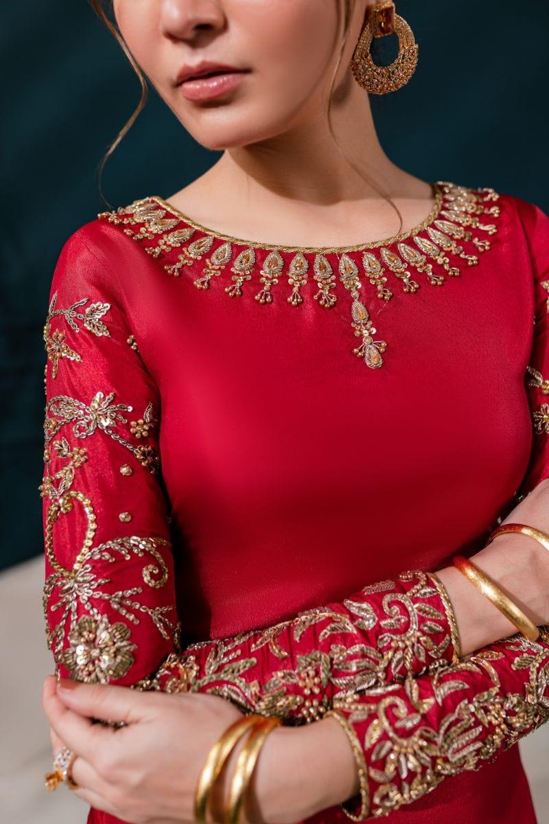 Allure by IH - EMMA Katan Silk Suit For Women - MAROON - 3 Piece