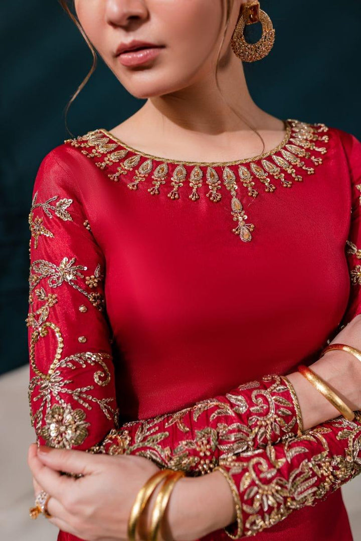 Allure by IH - EMMA Katan Silk Suit For Women - MAROON - 3 Piece