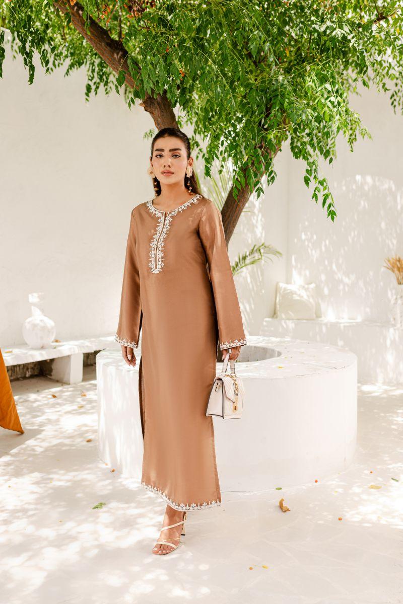 Allure by IH - HAZEL Silk & Organza Suit For Women - Brown - 3 Piece